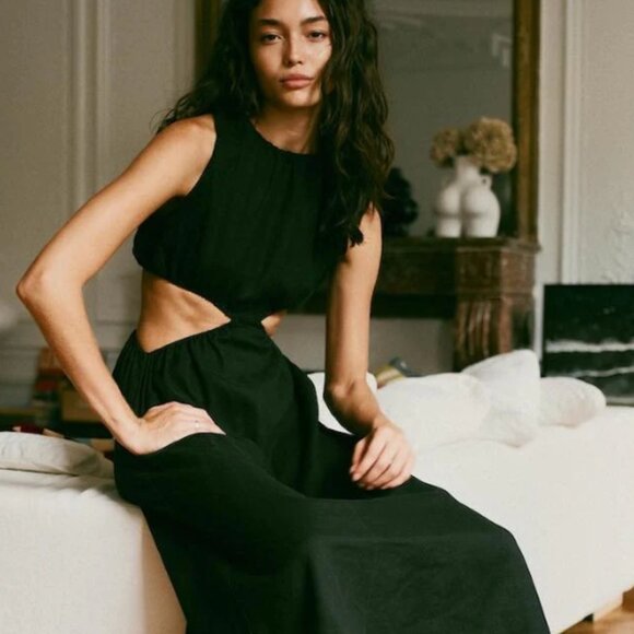 Faithfull the Brand Dresses & Skirts - NWOT Faithfull The Brand Zeta Linen A Line Cut-out Midi Dress in Black S $329